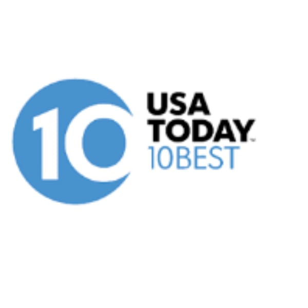 USA Today 10Best logo, a blue circle with a white '10' next to black and blue text.