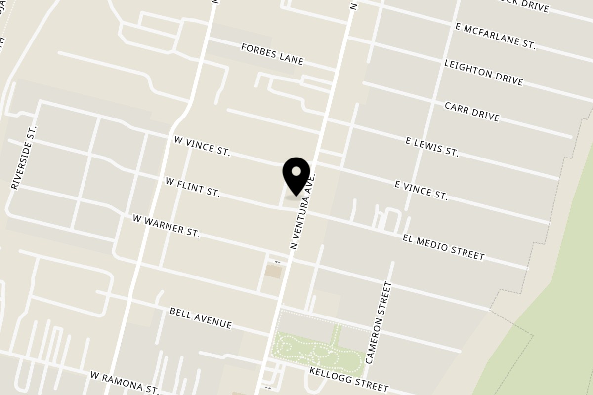 Map showing the location of Taqueria Cuernavaca Ventura Avenue on 1117 North Ventura Avenue in Ventura